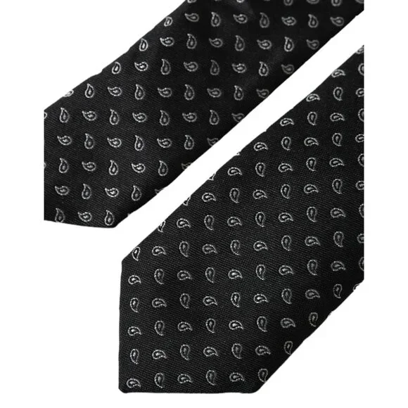 Dolce & Gabbana Black Jacquard Patterned Silk Adjustable Men Tie